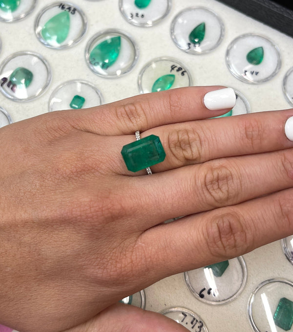 Large 12.89 Carat 15.5x11 Kelly Green Natural Loose Zambian- Emerald Cut