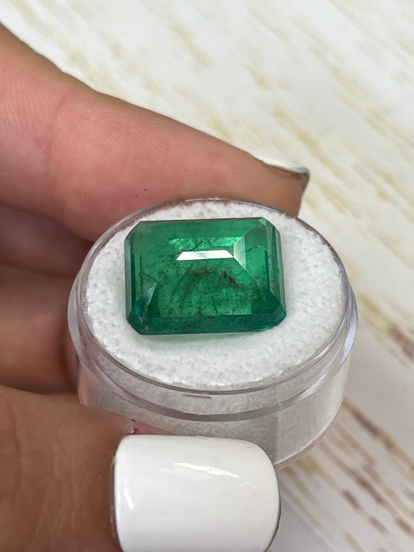 Large 14.13 Carat 16.5x13 Medium Green Natural Loose Zambian- Emerald Cut