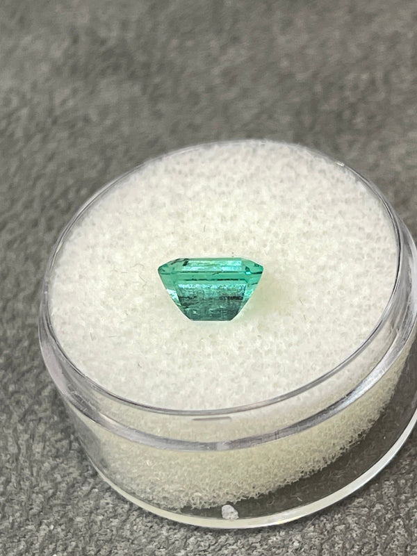 1.69 Carat Bright Bluish Green Loose Colombian Emerald- Emerald Cut
