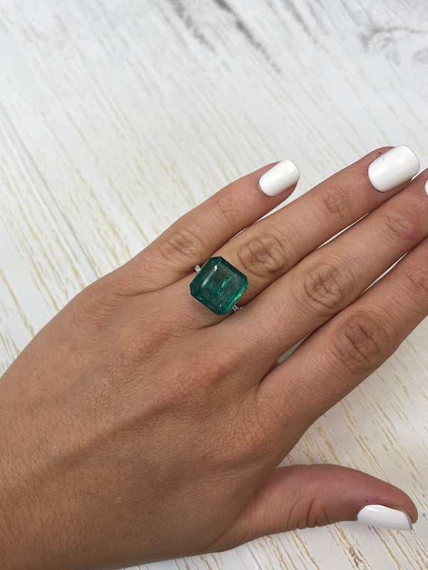Large 14.76 Carat 14x14 Dark Green Natural Loose Zambian- Asscher Cut