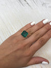 Large 14.76 Carat 14x14 Dark Green Natural Loose Zambian- Asscher Cut
