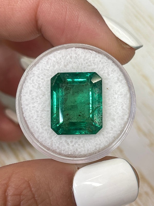 Large 11.54 Carat 15x12.5 HUGE Vibrant Green Natural Loose Zambian- Emerald Cut