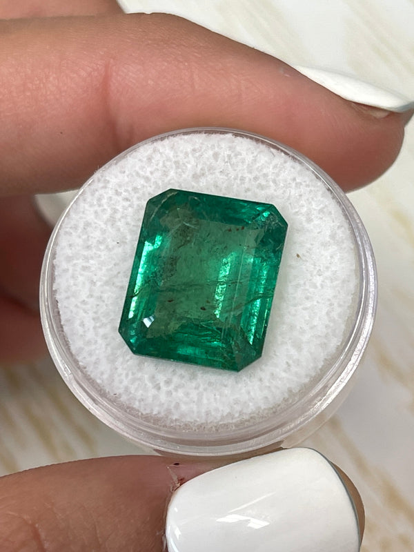 Large 11.54 Carat 15x12.5 HUGE Vibrant Green Natural Loose Zambian- Emerald Cut