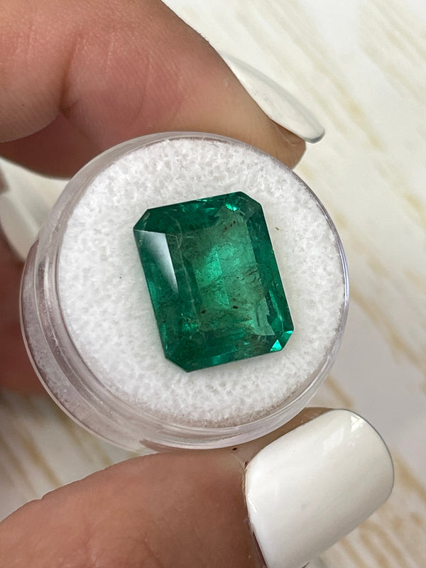 Large 11.54 Carat 15x12.5 HUGE Vibrant Green Natural Loose Zambian- Emerald Cut