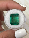 Large 11.54 Carat 15x12.5 HUGE Vibrant Green Natural Loose Zambian- Emerald Cut
