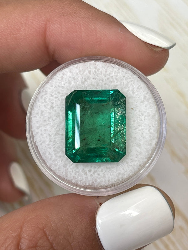 Large 11.54 Carat 15x12.5 HUGE Vibrant Green Natural Loose Zambian- Emerald Cut