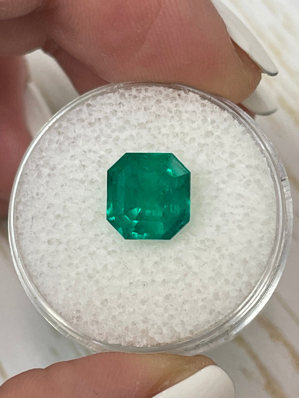 3.01 Carat Minor Oil 8.8x8.4 Vivid Muzo Colombian Emerald-Asscher Cut with Clipped Corners