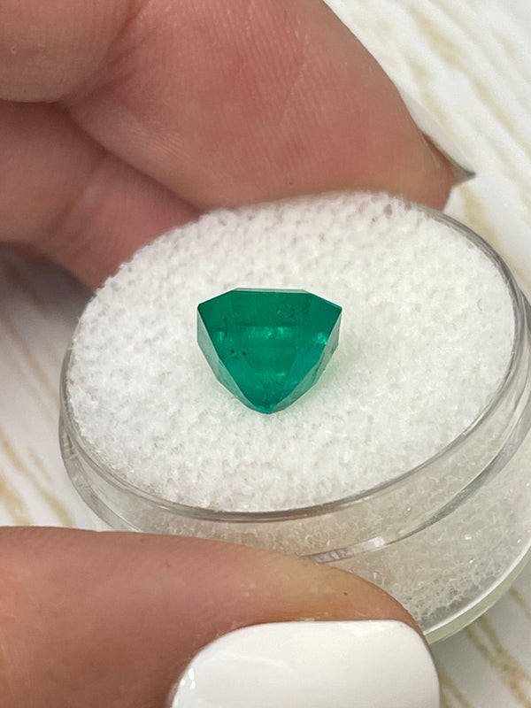 3.01 Carat Minor Oil 8.8x8.4 Vivid Muzo Colombian Emerald-Asscher Cut with Clipped Corners