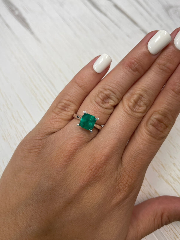 3.01 Carat Minor Oil 8.8x8.4 Vivid Muzo Colombian Emerald-Asscher Cut with Clipped Corners