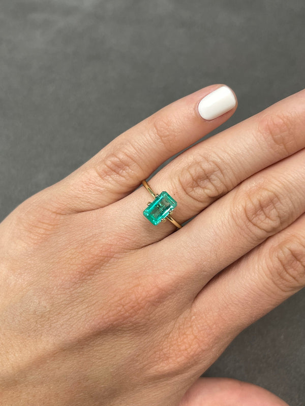 1.80 Carat Bright Bluish Green Loose Colombian Emerald- Emerald Cut