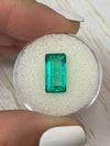 4.26 Carat 13x7 Vivid Bluish Green Natural Loose Colombian Emerald-Elongated Emerald Cut