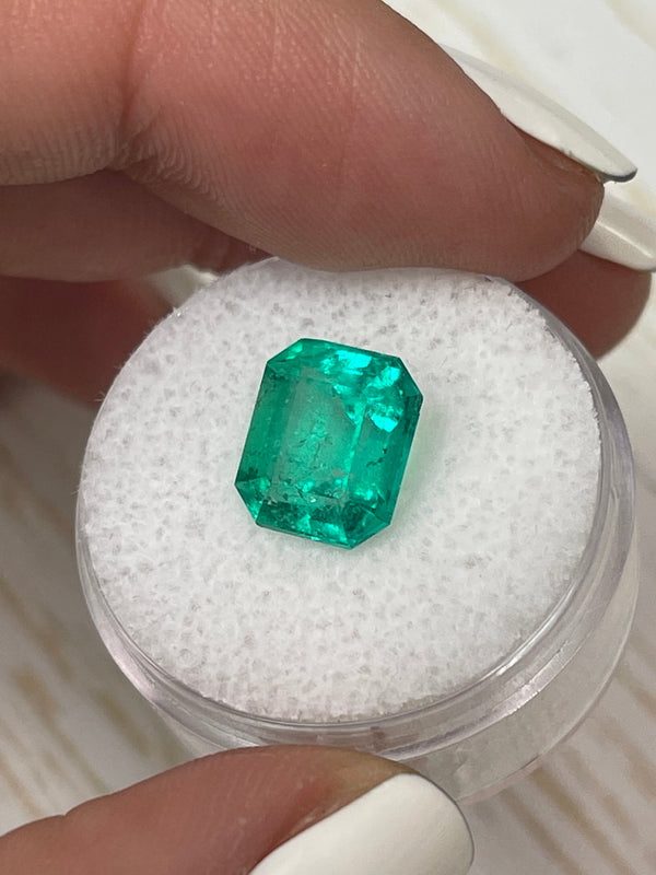 4.26 Carat 10x9 Vivid Green Natural Loose Colombian Emerald-Emerald Cut