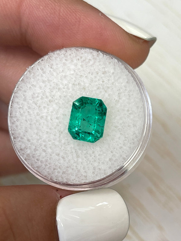 2.12 Carat 9x7 Freckled Bluish Green Natural Loose Colombian Emerald- Emerald Cut