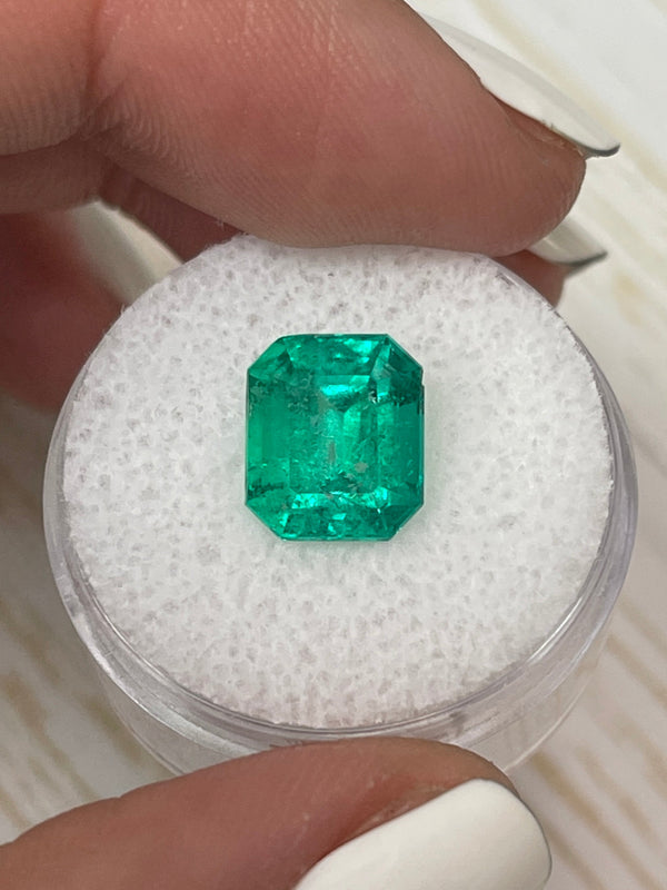 4.26 Carat 10x9 Vivid Green Natural Loose Colombian Emerald-Emerald Cut