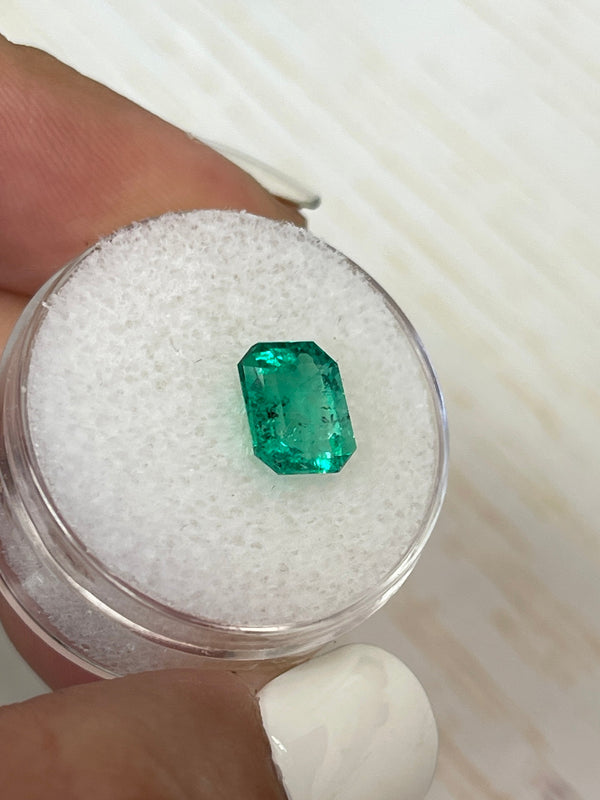 2.12 Carat 9x7 Freckled Bluish Green Natural Loose Colombian Emerald- Emerald Cut