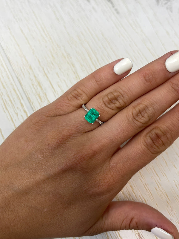 2.73 Carat 9x7 Fine Bluish Green Natural Loose Colombian Emerald- Emerald Cut