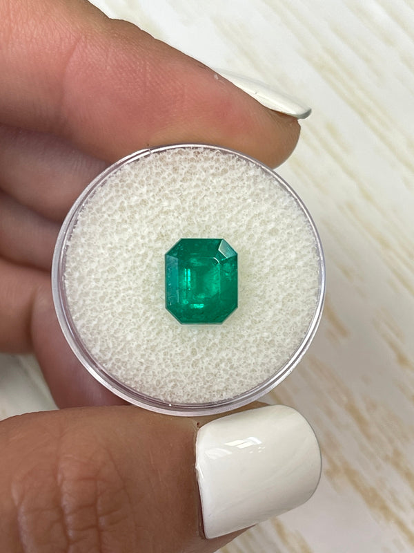 2.74 Carat 9x7.7 Deep Bluish Green Natural Loose Colombian Emerald- Emerald Cut