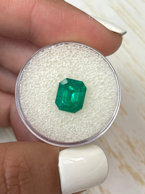2.74 Carat 9x7.7 Deep Bluish Green Natural Loose Colombian Emerald- Emerald Cut