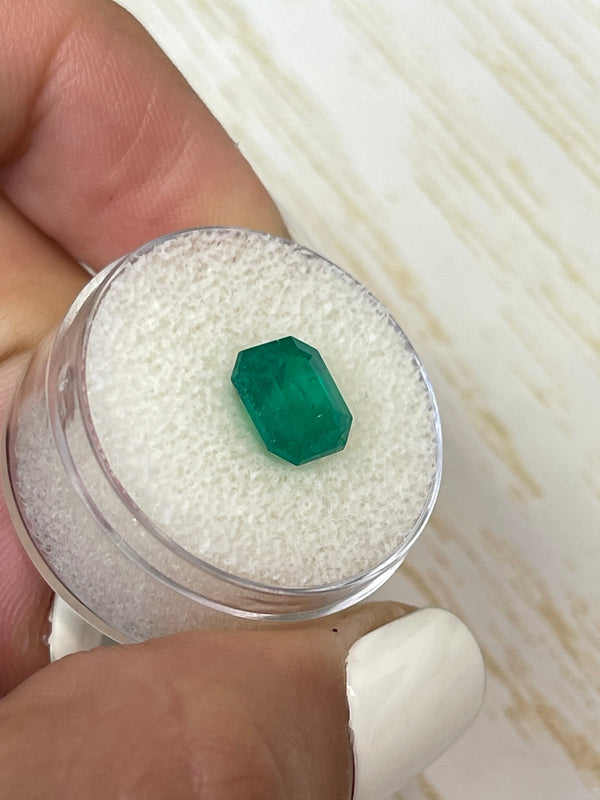 2.74 Carat 9x7.7 Deep Bluish Green Natural Loose Colombian Emerald- Emerald Cut