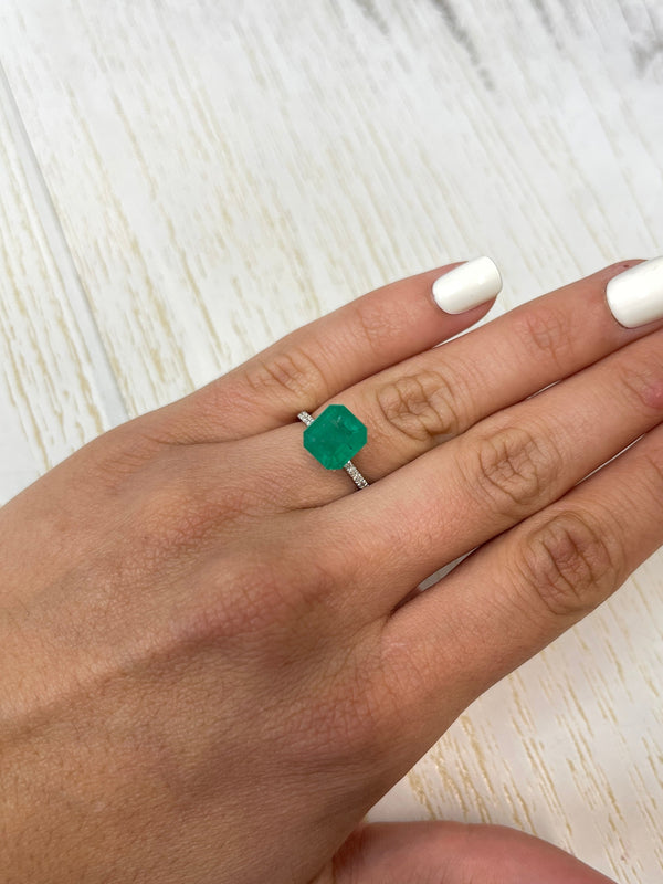 4.34 Carat 9.5x9 Forest Green Colombian Emerald-Asscher Cut