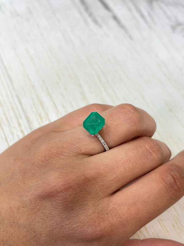 4.34 Carat 9.5x9 Forest Green Colombian Emerald-Asscher Cut