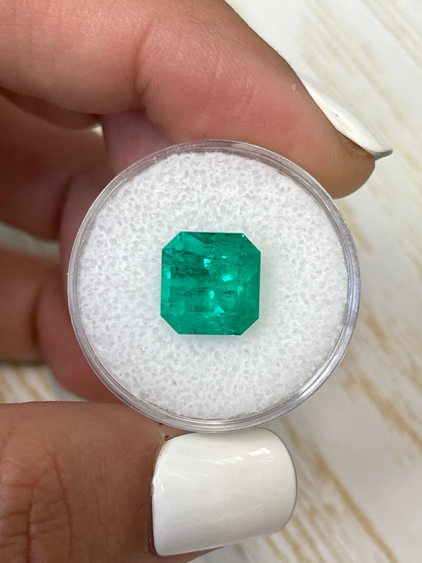 4.83 Carat 10x10 Vibrant Loose Colombian Emerald-Asscher Cut