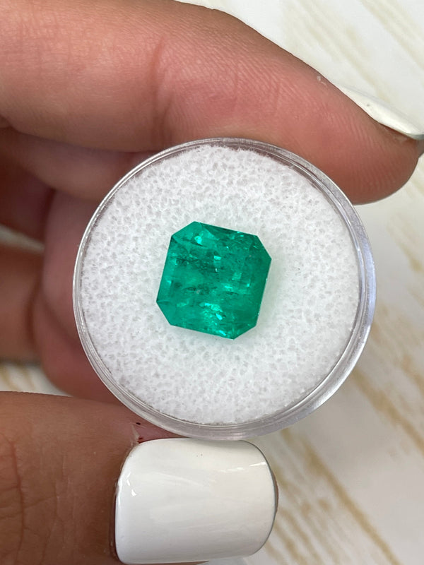 4.83 Carat 10x10 Vibrant Loose Colombian Emerald-Asscher Cut