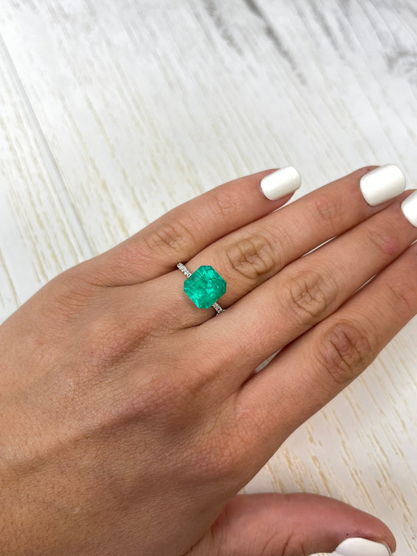 4.83 Carat 10x10 Vibrant Loose Colombian Emerald-Asscher Cut