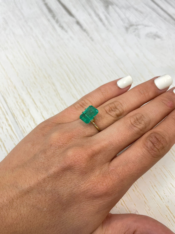 5.94 Carat 12.5x8.5 Bluish Green Natural Loose Colombian Emerald- Emerald Cut