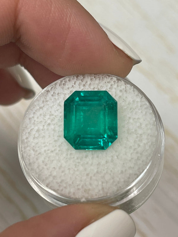 5.84 Carat GIA CERTIFIED Intense Bluish Green Natural Loose Colombian Emerald-Asscher Cut