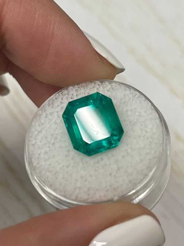 5.84 Carat GIA CERTIFIED Intense Bluish Green Natural Loose Colombian Emerald-Asscher Cut
