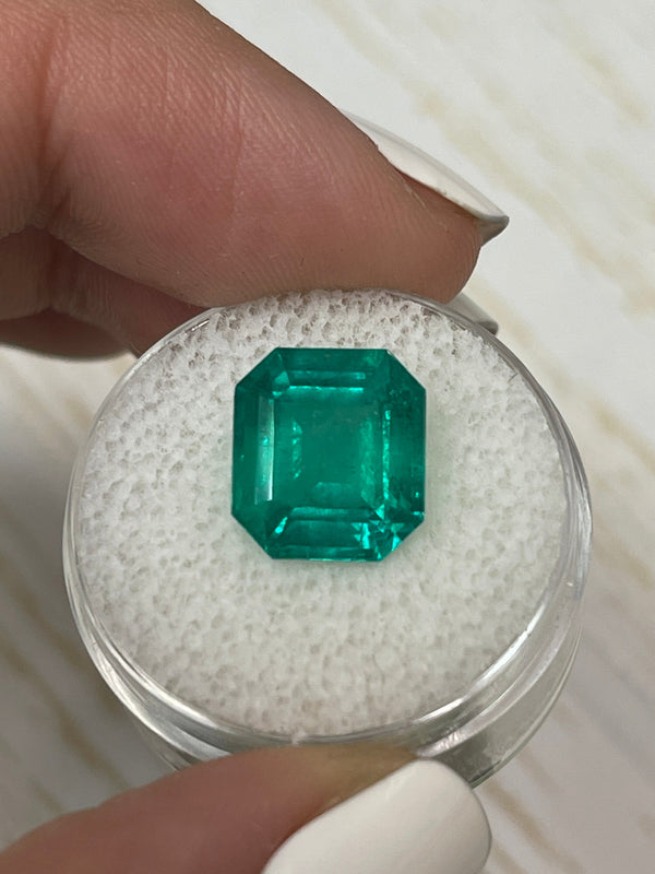 5.84 Carat GIA CERTIFIED Intense Bluish Green Natural Loose Colombian Emerald-Asscher Cut