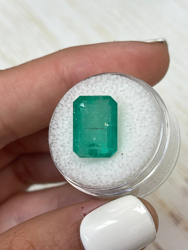Large 10.03 Carat Earthy Brick 14x10 Green Emerald Cut Loose Colombian Emerald-Emerald Cut