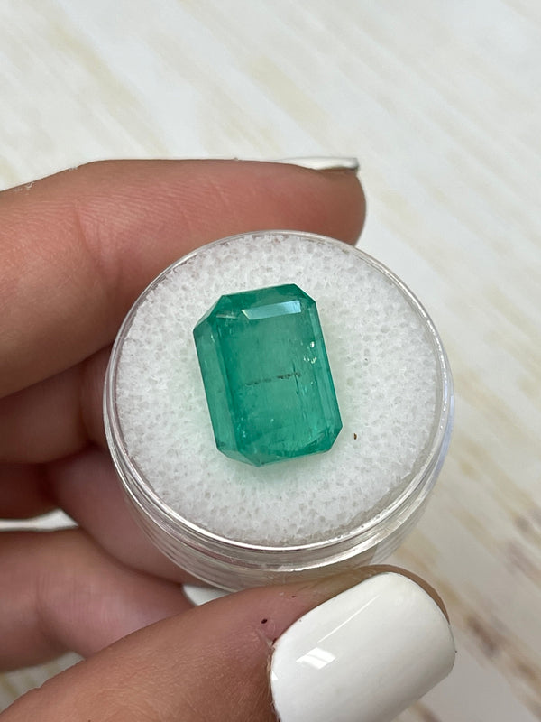 Large 10.03 Carat Earthy Brick 14x10 Green Emerald Cut Loose Colombian Emerald-Emerald Cut