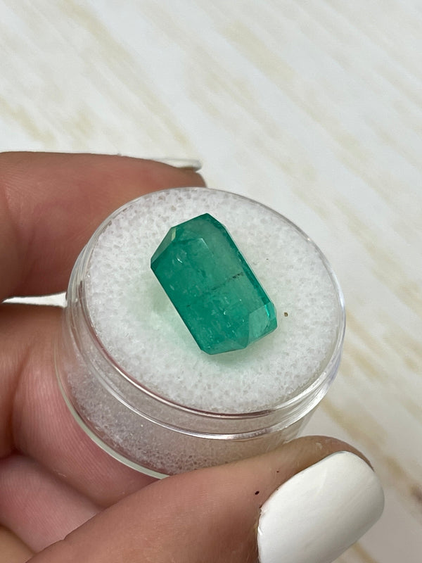 Large 10.03 Carat Earthy Brick 14x10 Green Emerald Cut Loose Colombian Emerald-Emerald Cut