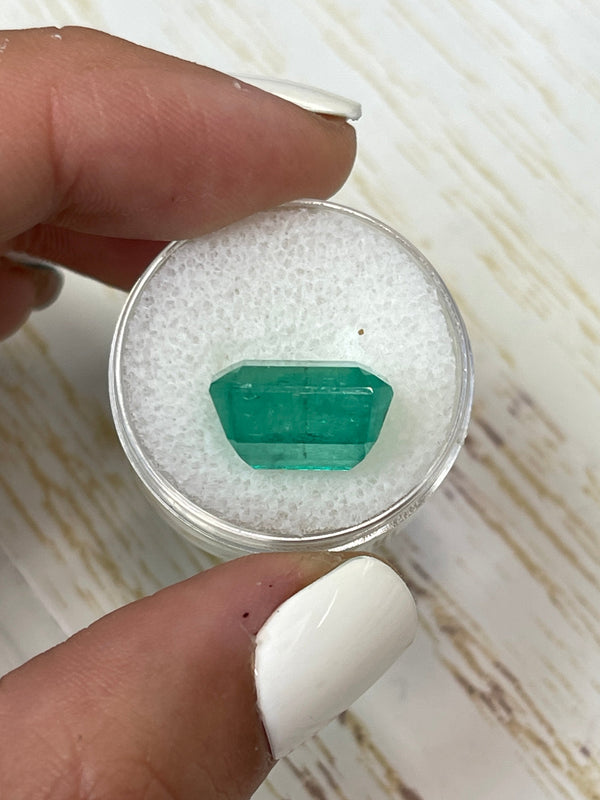Large 10.03 Carat Earthy Brick 14x10 Green Emerald Cut Loose Colombian Emerald-Emerald Cut