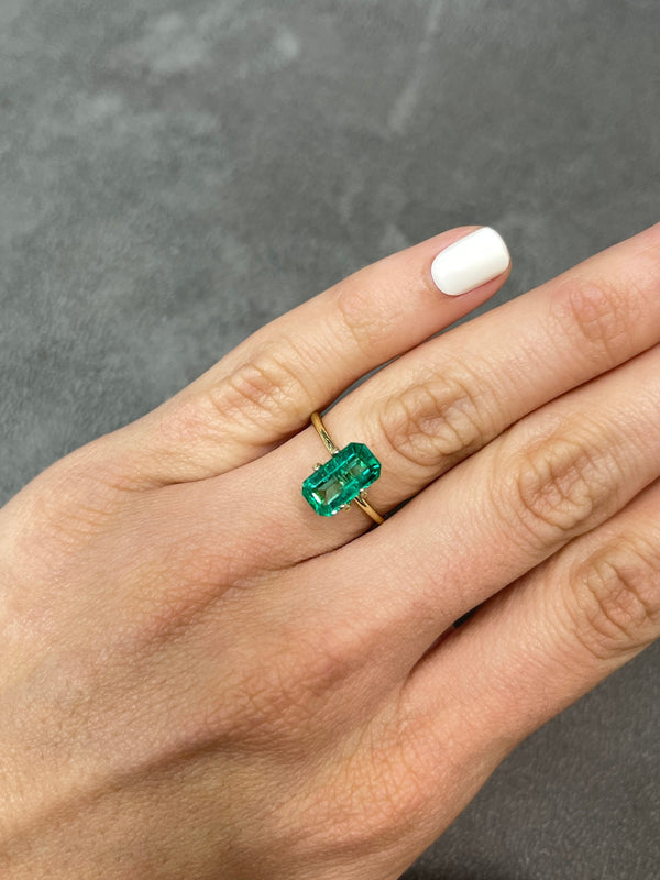 2.15 Carat 11x6 Luminous Elongated Emerald Cut with Clipped Corners
