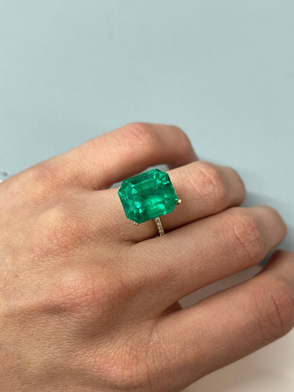 Large 12.81 Carat GRS Minor Oil Vivid Green Colombian Emerald-Loose