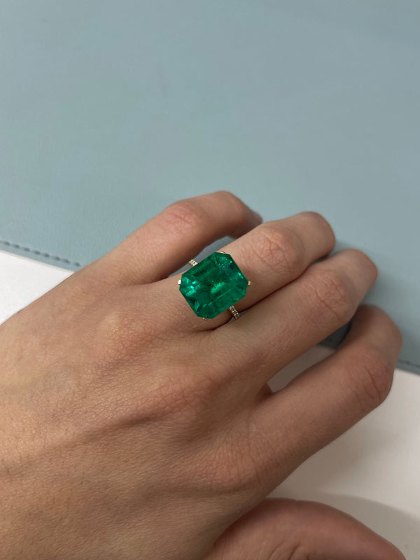 Large 12.81 Carat GRS Minor Oil Vivid Green Colombian Emerald-Loose