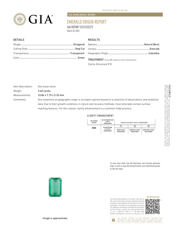 3.40 Carat GIA Certified Vivid Bluish Green Natural Loose Colombian Emerald-Elongated Emerald Cut