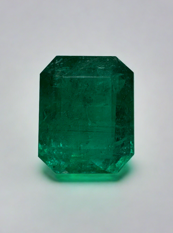 8.60 Carat 13.5x11 Deep Green Emerald Cut Loose Zambian Emerald-Emerald Cut