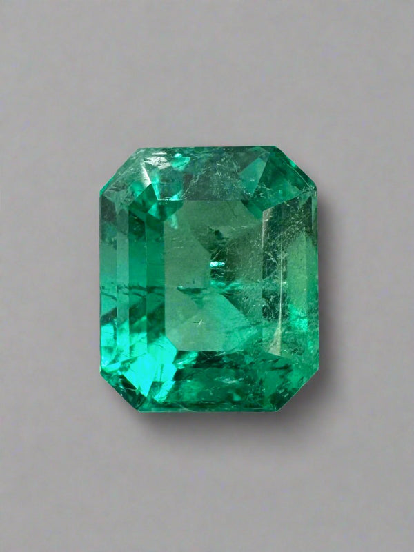1.22 Carat 7x6 Bluish Green Natural Loose Colombian Emerald- Emerald Cut