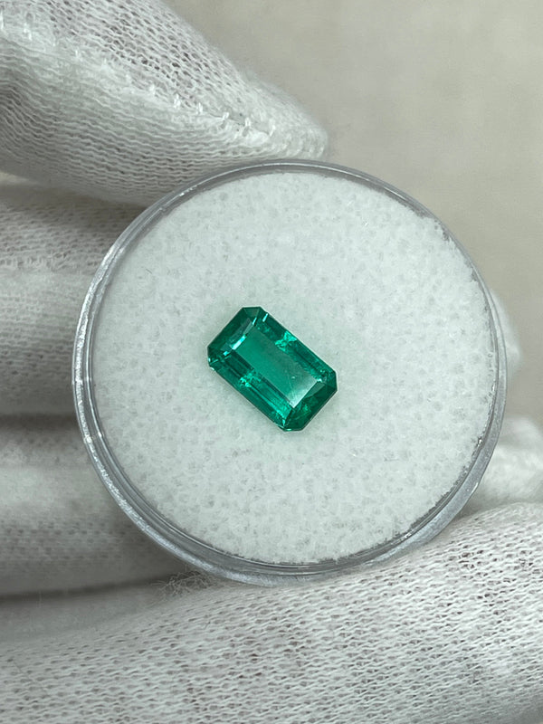 1.13 Carat VVS Crystal Clear Bluish Green Colombian Emerald- Emerald Cut