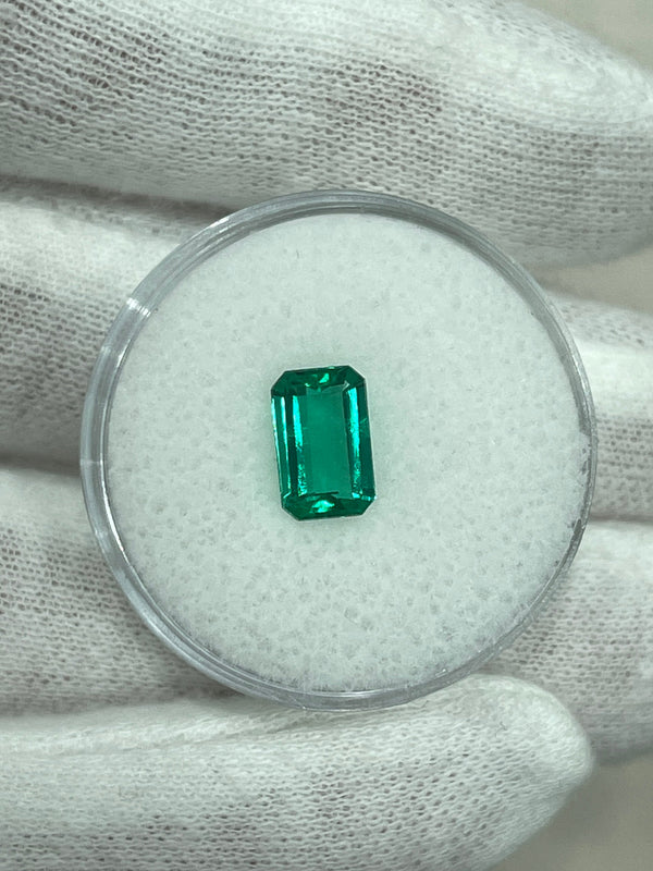 1.13 Carat VVS Crystal Clear Bluish Green Colombian Emerald- Emerald Cut
