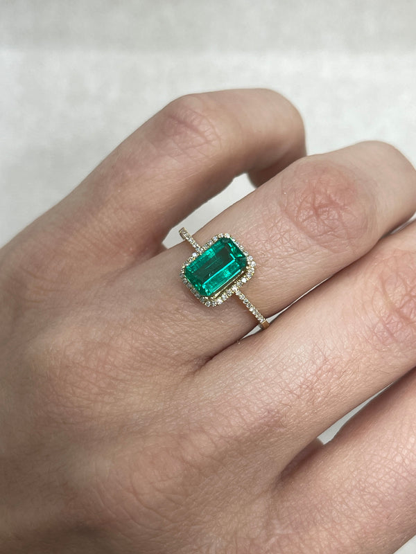 1.13 Carat VVS Crystal Clear Bluish Green Colombian Emerald- Emerald Cut