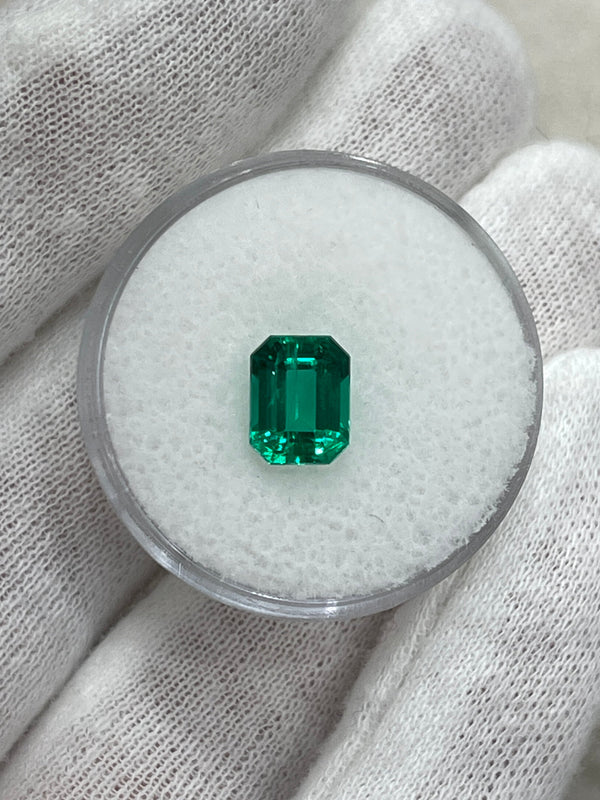 1.49 Carat 8x6 Vivid Bluish Green Classic Colombian Emerald- Emerald Cut