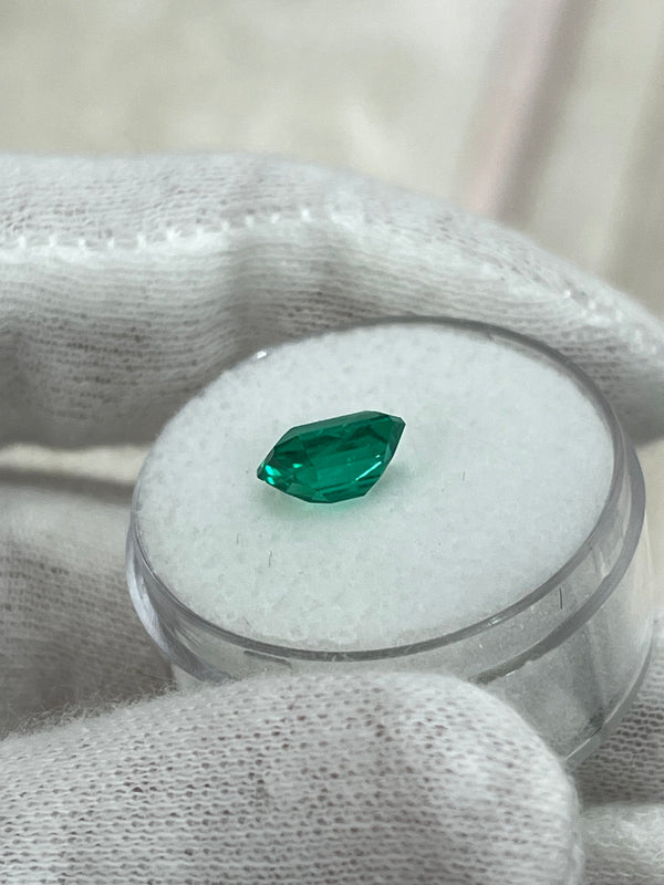 1.49 Carat 8x6 Vivid Bluish Green Classic Colombian Emerald- Emerald Cut