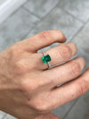 1.49 Carat 8x6 Vivid Bluish Green Classic Colombian Emerald- Emerald Cut