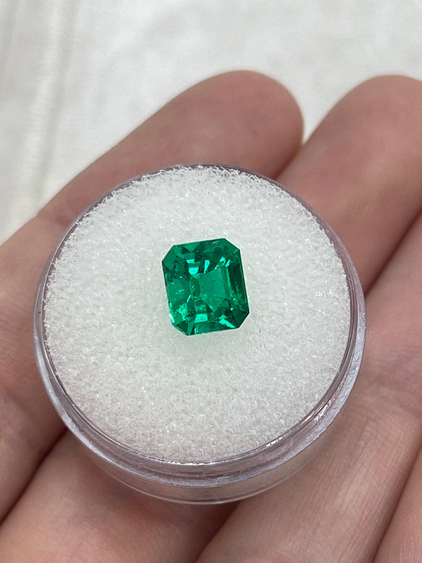 1.82 Carat 8x7 Vivacious Vivid Yellowish Green Loose Colombian Emerald-Emerald Cut