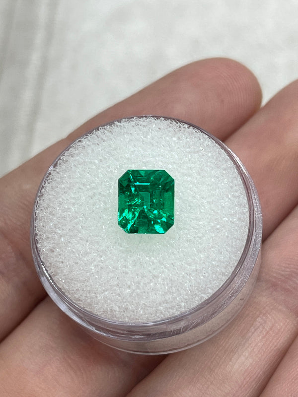 1.82 Carat 8x7 Vivacious Vivid Yellowish Green Loose Colombian Emerald-Emerald Cut